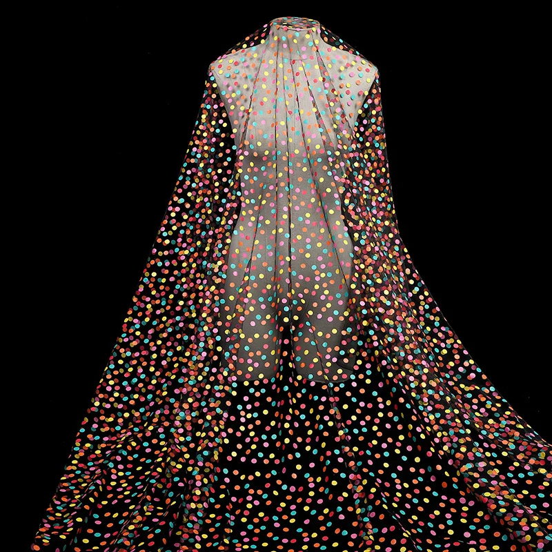 Ready Colorful 1CM Dot Offset Printing Mesh Tulle Fabric for Cute Children's Clothing Decorations - 图片 5