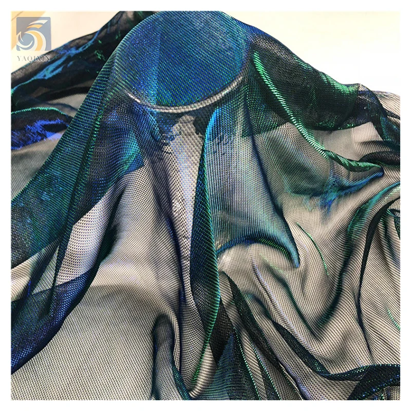 YX2138 Hot Sale 100% Polyester Shiny Glitter Mesh Lurex Fabric Elastic Moonlight Woven Mesh Stretch Fabric for Party Dress - 图片 5