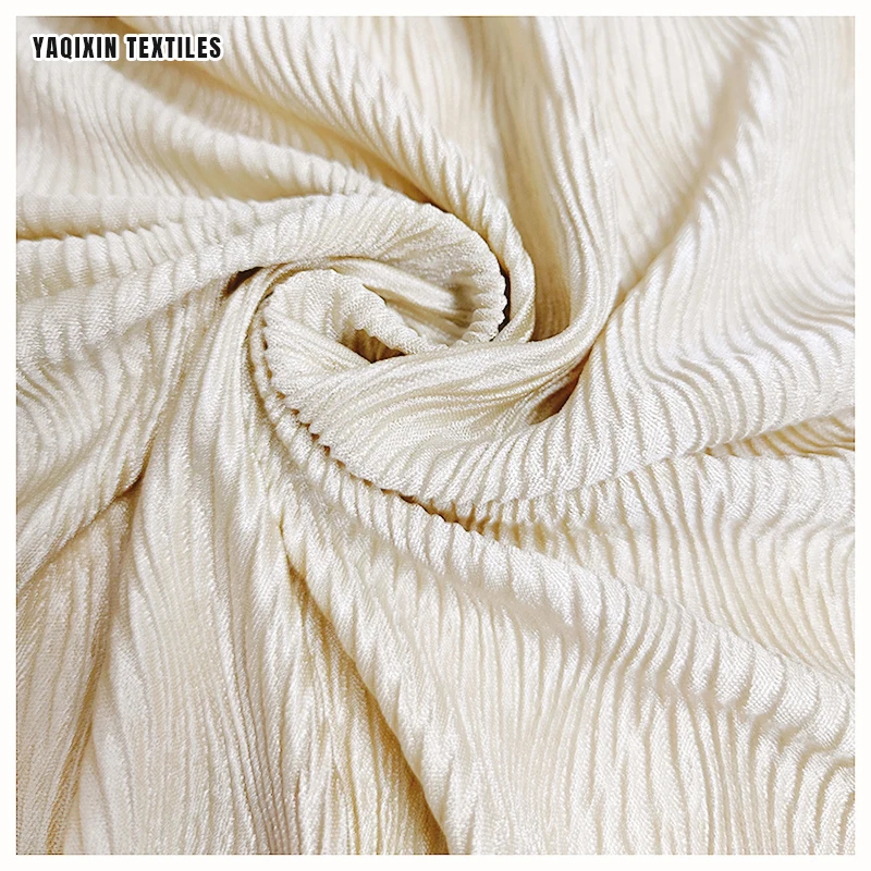 Ivory 120gsm Polyester Crinkle Crepe Fabric for Dress 2024 New Duchess Dubai Abaya Chiffon Satin Fabric by Meters - 图片 5