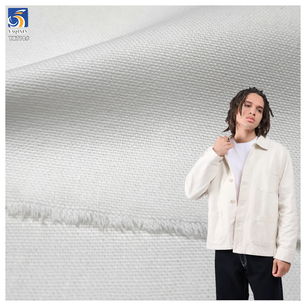 YX778 10*10S 280gsm 10 oz Wholesale Plain Woven 100 Cotton Canvas Fabric Breathable Cotton Fabric for Man's Shirts - 图片 2