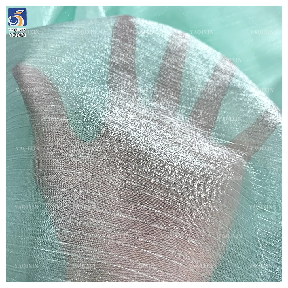 YX2073 Premium 100%Polyester Crepe Crinkle Silk Satin Organza Fabric Bridal Wedding Shiny Chiffon Dress Fabric - 图片 2