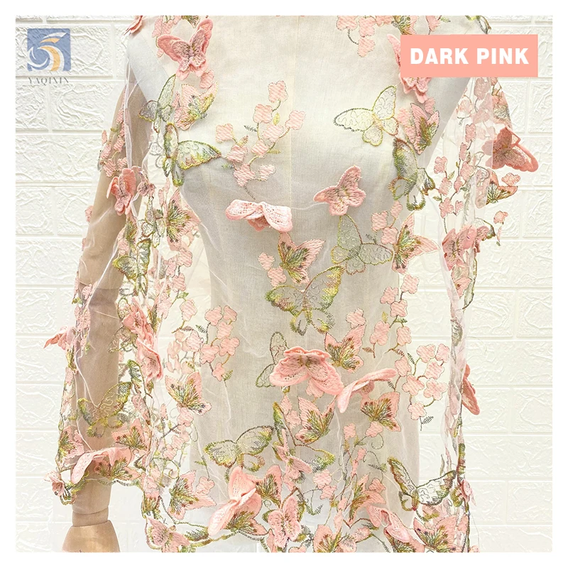Wholesale Price 3D Flower Lace Fabric Butterfly Embroidery Net Fabric China Dress Supplier - 图片 5