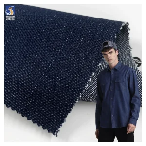 YX1056 21s 360g Dark Indigo Stretch Bamboo Slub Denim Fabric High Quality Rayon Spandex Blend Denim for Jeans Shirt Jacket