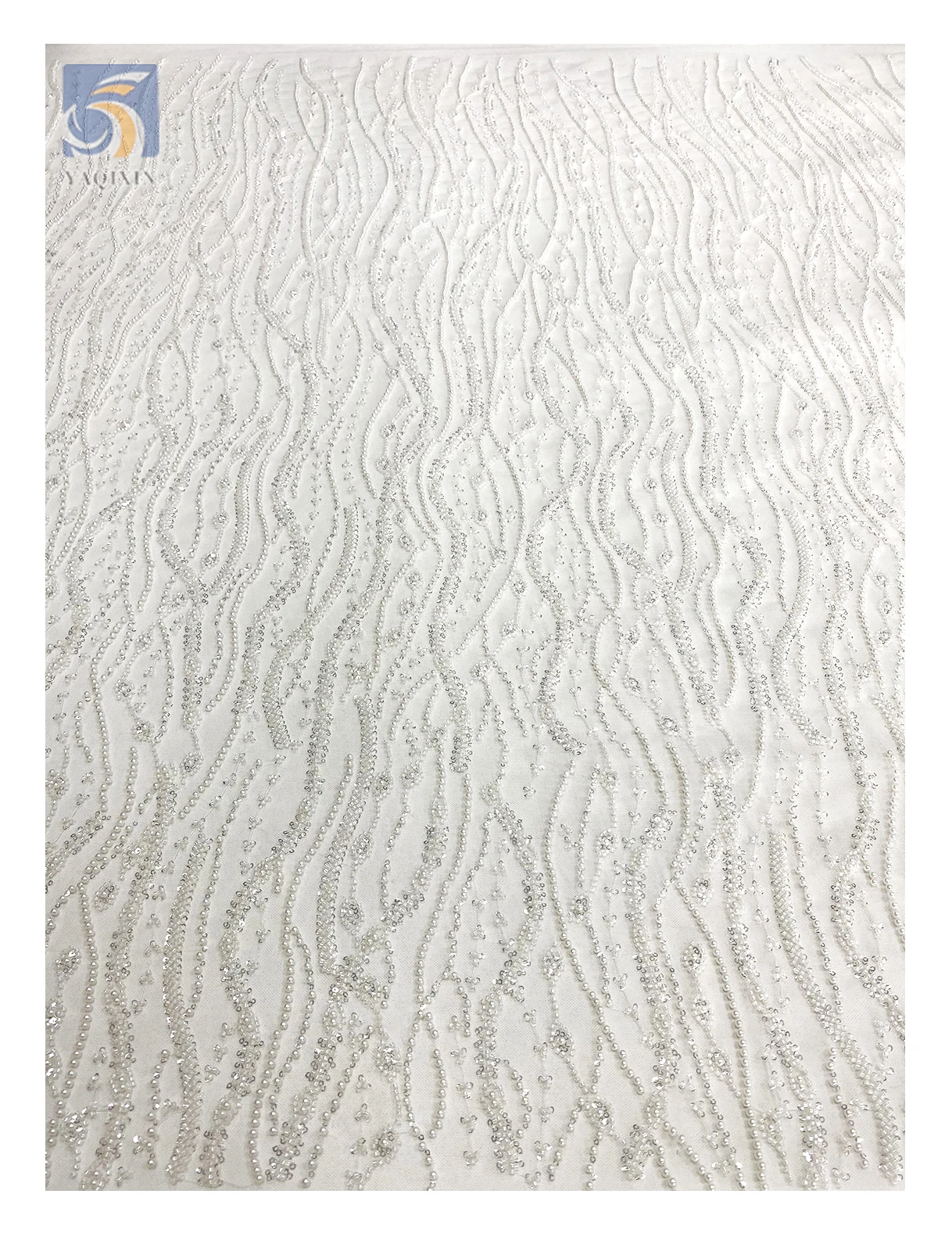 YX2576 Custom Reasonable Price Gold African Lace Crystal Fabric 2025 Golden Sparkly Sequin Beaded Glitter Lace Fabric - 图片 6