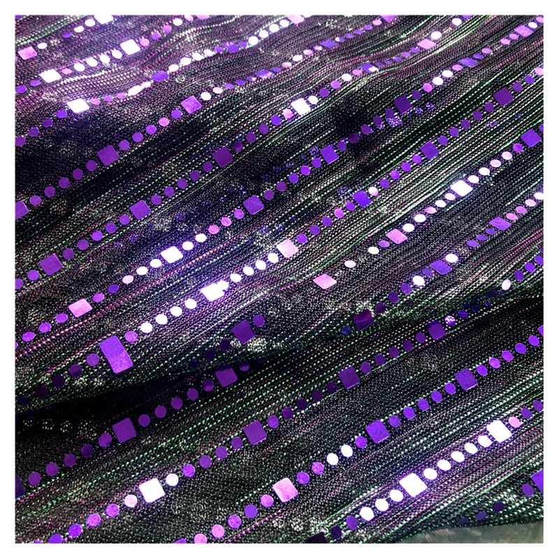 Two Tone Reflective Color Moonlight Bonded Metallic Lurex Mesh Fabric with Glitter for Women Dress - 图片 6