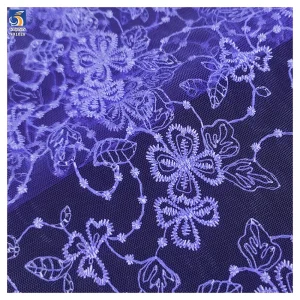 YX1028 Purple Embroidery Tulle Mesh Fabrics Textiles for Girls Short Skirt Lightweight Tulle Fabric Clothing-Skirt