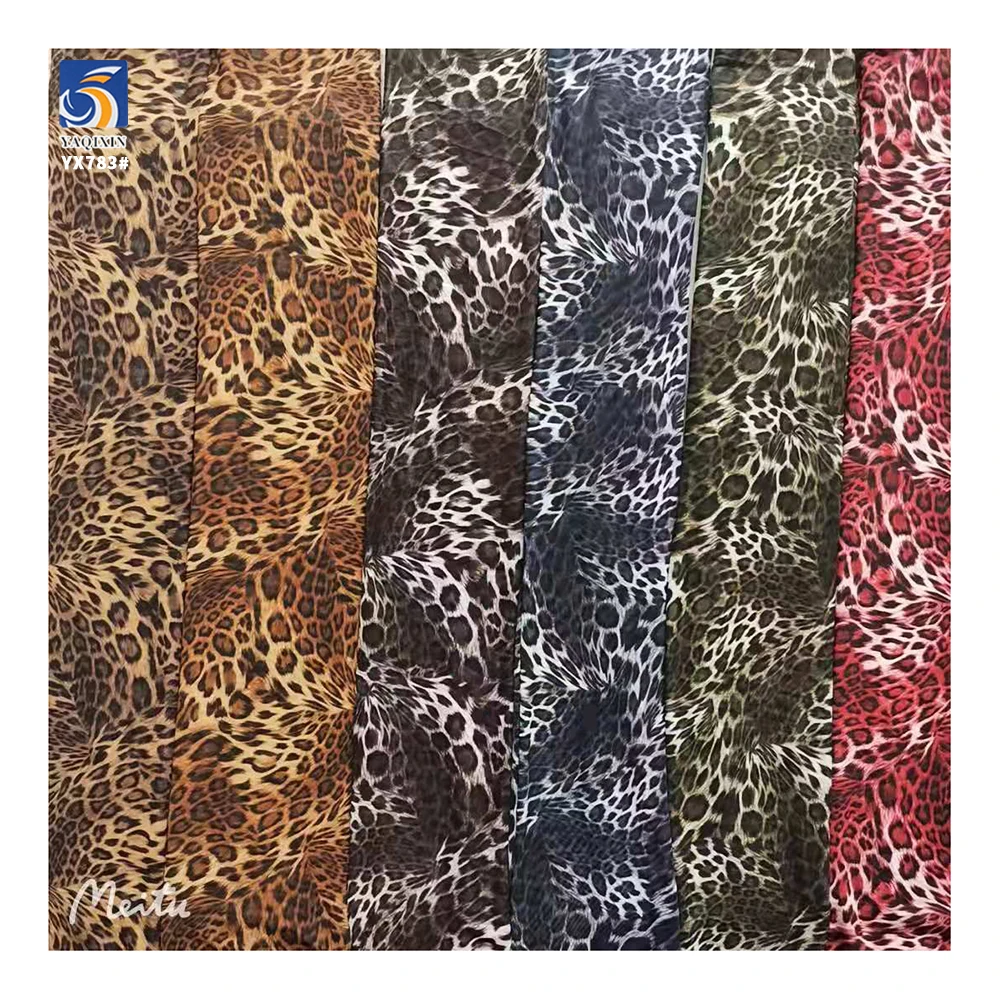 YX783 America's Popular Designs 4 Way Stretch Tulle Mesh Leopard Print Fabric Spandex/Polyester Stretch Mesh Printed Fabric - 图片 5