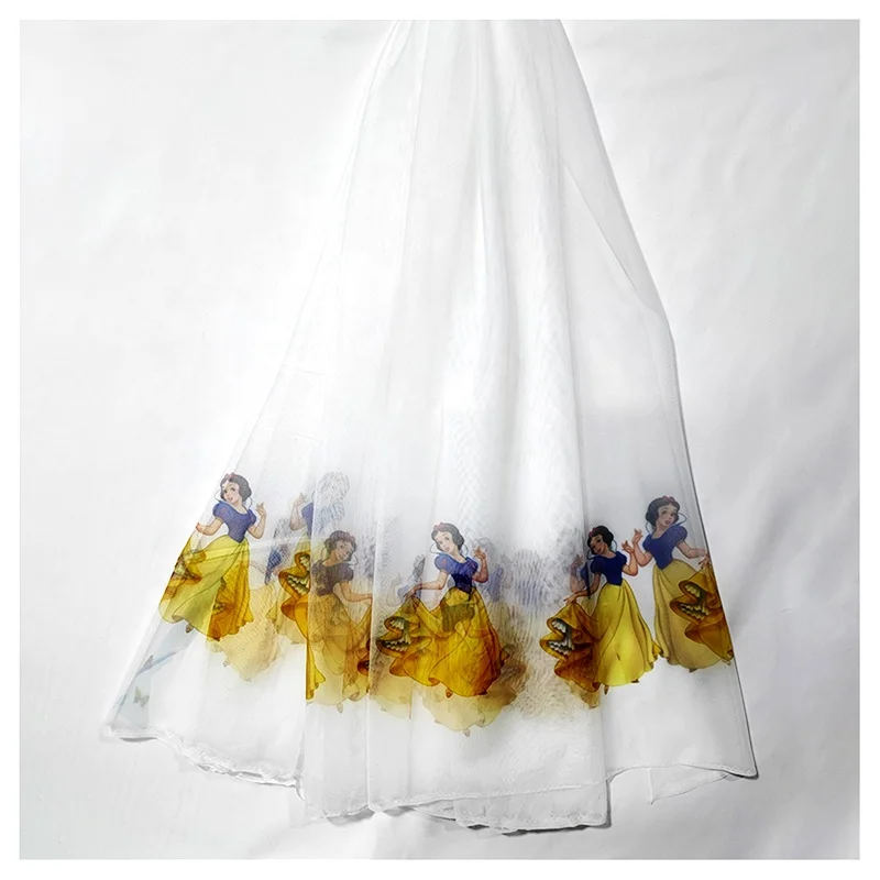 Hot 100% Polyester Snow White Princess Printed Tulle Fabric for Children's Dress - 图片 4