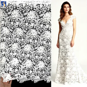 YX1162 Cheap 100 Polyester Chemical Lace Fabric Woven Embroidered Net 3D Water Soluble White Lace Fabric for African Women