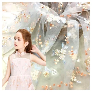 Yaqixin New Green Embroidered Mesh High Quality Fashion Dress Skirt Embroidered Cloth Wedding Lace Fabric