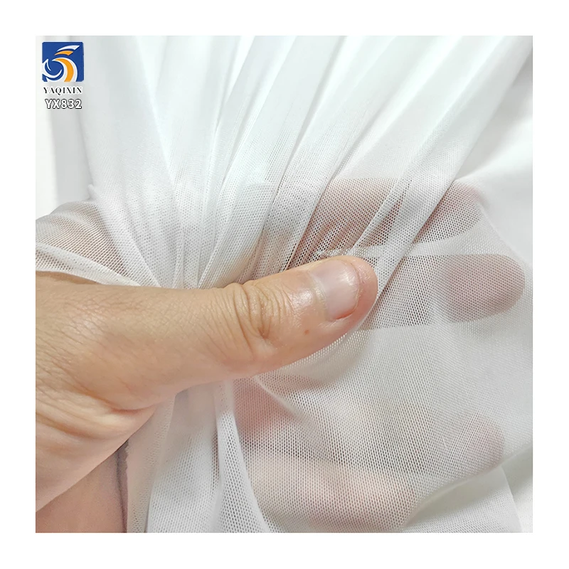 YX832 Stretch Mesh Dress Fabric 60gsm 92% Polyester Soft and Silky Skin Nude Color 4-Way Stretch Tulle Mesh Fabric - 图片 6