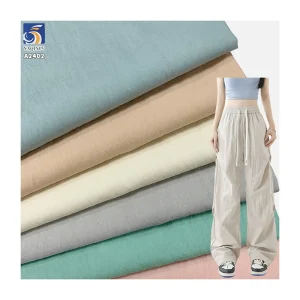 A2402 110gsm Plain Sand Washed Woven 45% Nylon Lyocell Blended Fabric Crepe for Women's Trousers and Long Skirts