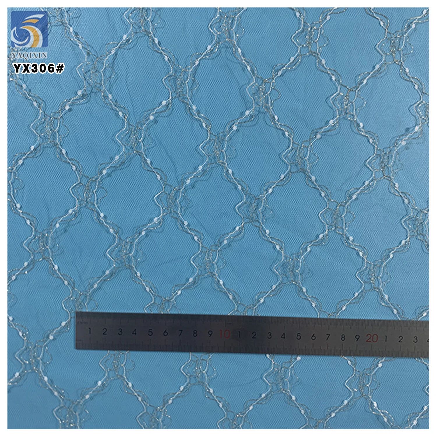 YX306 Wholesale Ready-made Gold and Silver Yarn Jacquard Mesh Fabric for Lace Decoration - 图片 4