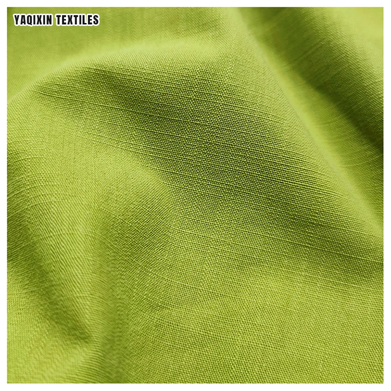 A2243 Light Green 100% Cotton 32x21 Combed Fabric Warp and Weft Slub Washed Cotton 200gsm Workwear Shirt Hat Fabric - 图片 4
