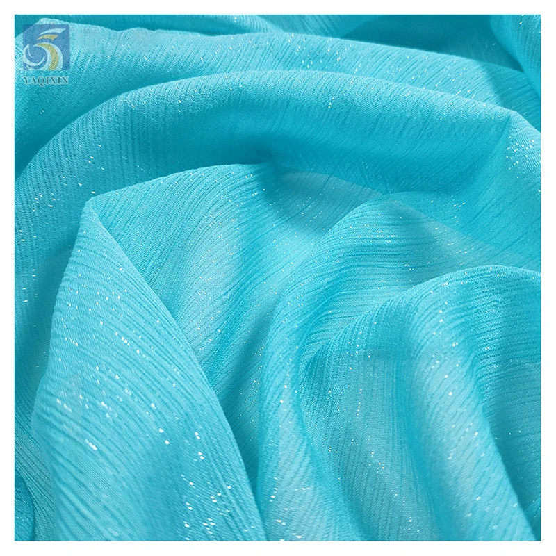 Cheap Prices 100% Polyester Wrinkled Chiffon Fabric Non-Stretch Plain Poly Bright Silk Crepe Fabric by the Yard - 图片 6
