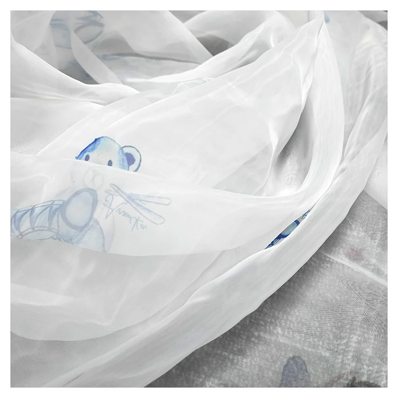 YAQIXIN Fabric Textile Manufacturer 100Polyester Fabric Printed Teddy Bear Animal Digital Print Organza Fabric - 图片 5