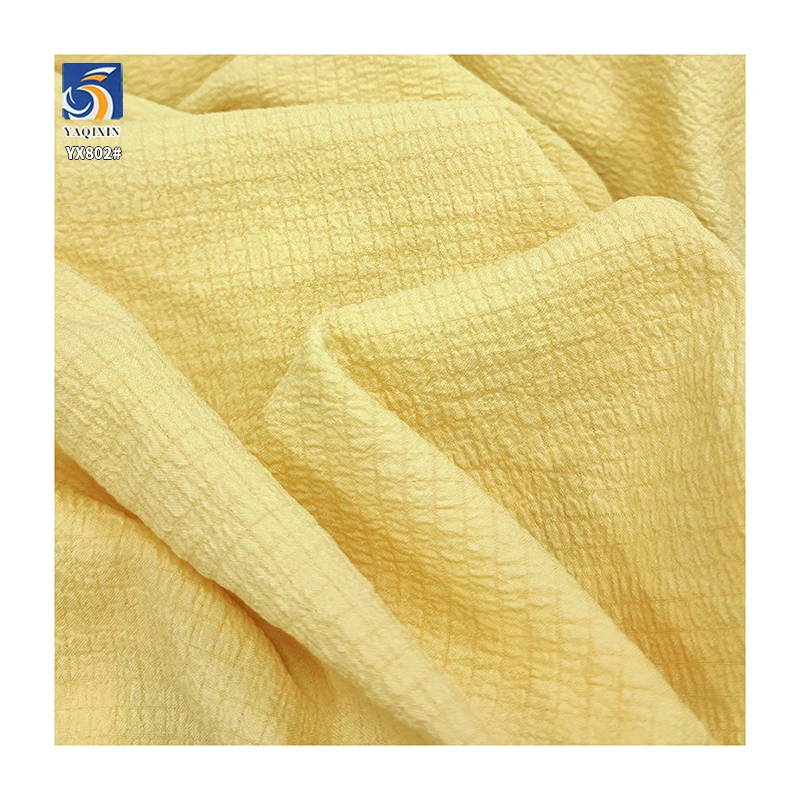 YX802 Plain 100gsm Crepe Woven Casual Clothing Fabric Women's Cake Skirts 100% Polyester Bubble Chiffon Fabric Wrinkled - 图片 6