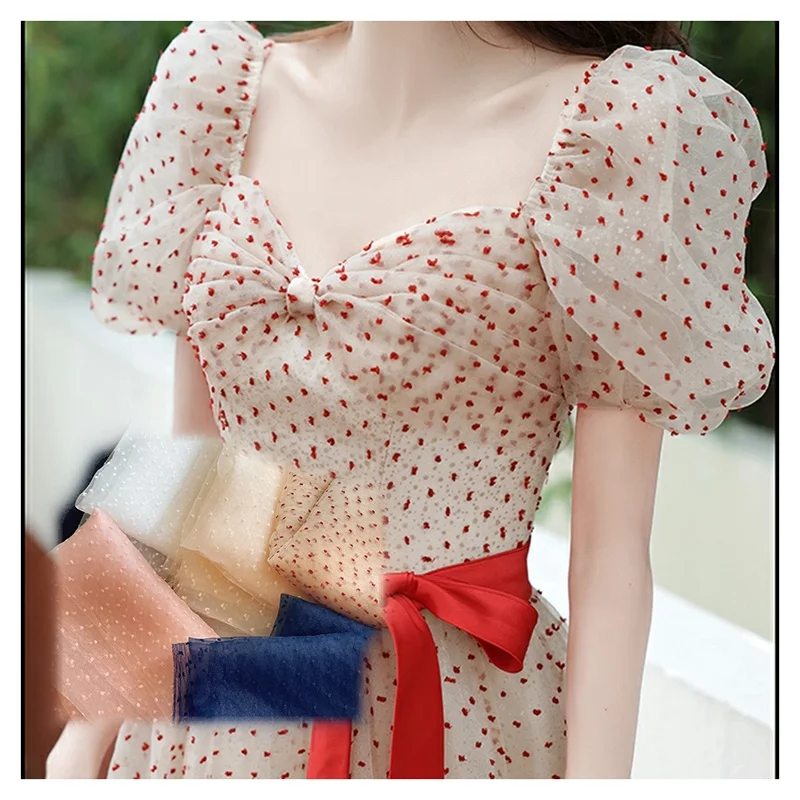 YS-13 Red Wine Swiss Dot Jacquard Bubble Seersucker Organza Fabric With Golden Sparkle Design Prom Dress Fabric - 图片 5