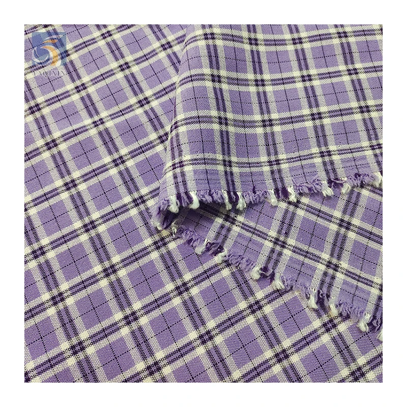 KL506 2025 New Arrival Purple Small Checkered Fabric Elastic Yarn Dyed Plaid Casual Suit Fabric - 图片 6