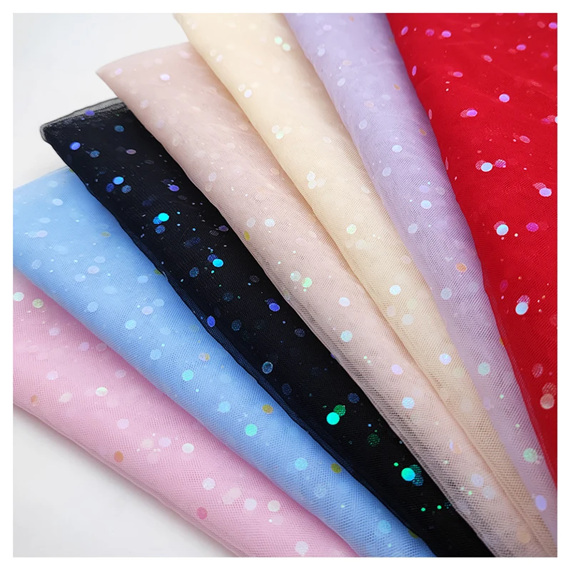 Guangzhou Supplier Free Sample Sparkle Sequins Tulle Textile Children's Skirt Fashion Fabric - 图片 3