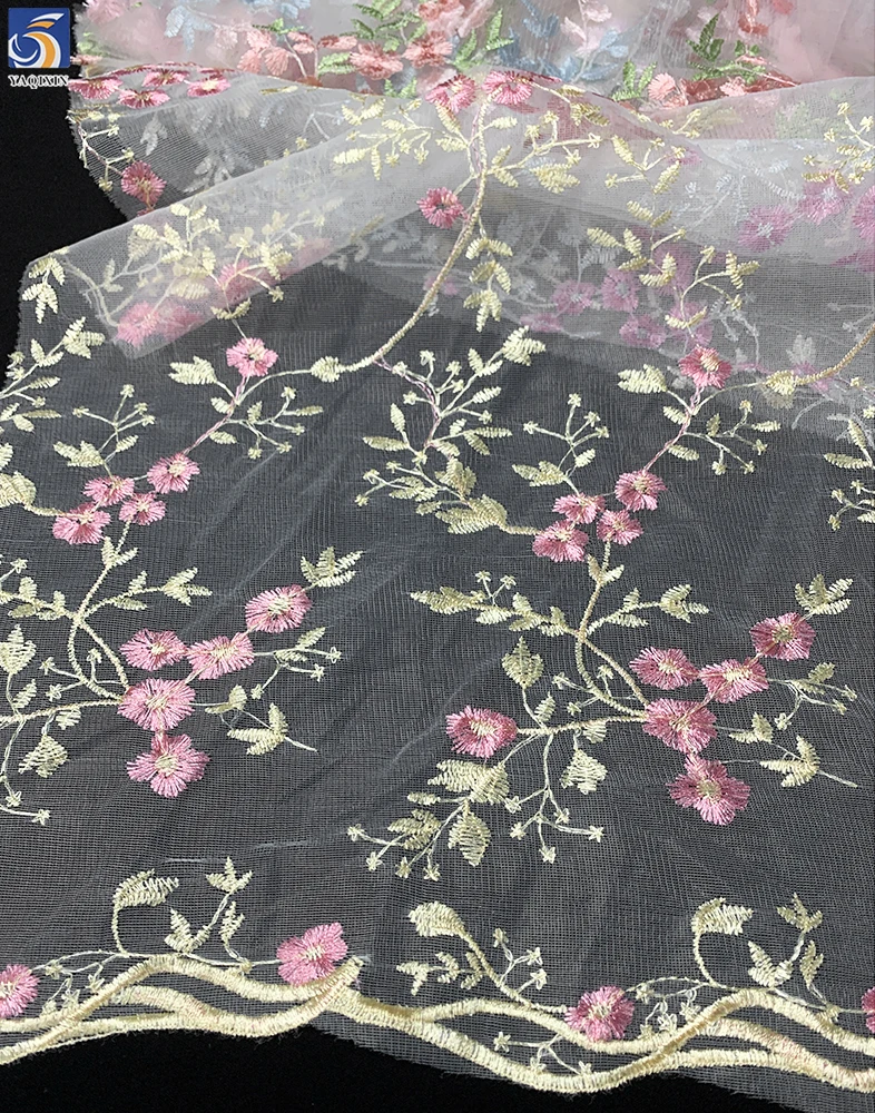 YX2150 2025 Hot Sale Good Price Two-Color Rose Floral Embroidery Lace Fabric Children Garment Dress China Fabric - 图片 5