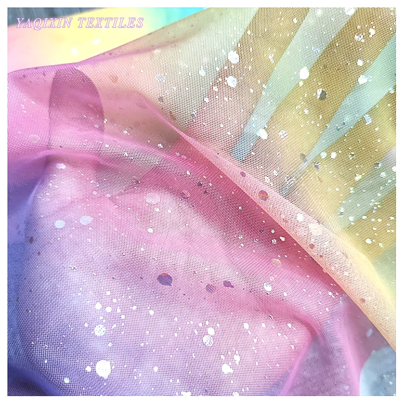 YX2035 YAQIXIN Silk Tulle Netting United States Fabric Children's Dresses Poncho Rainbow Tulle Fabric - 图片 3