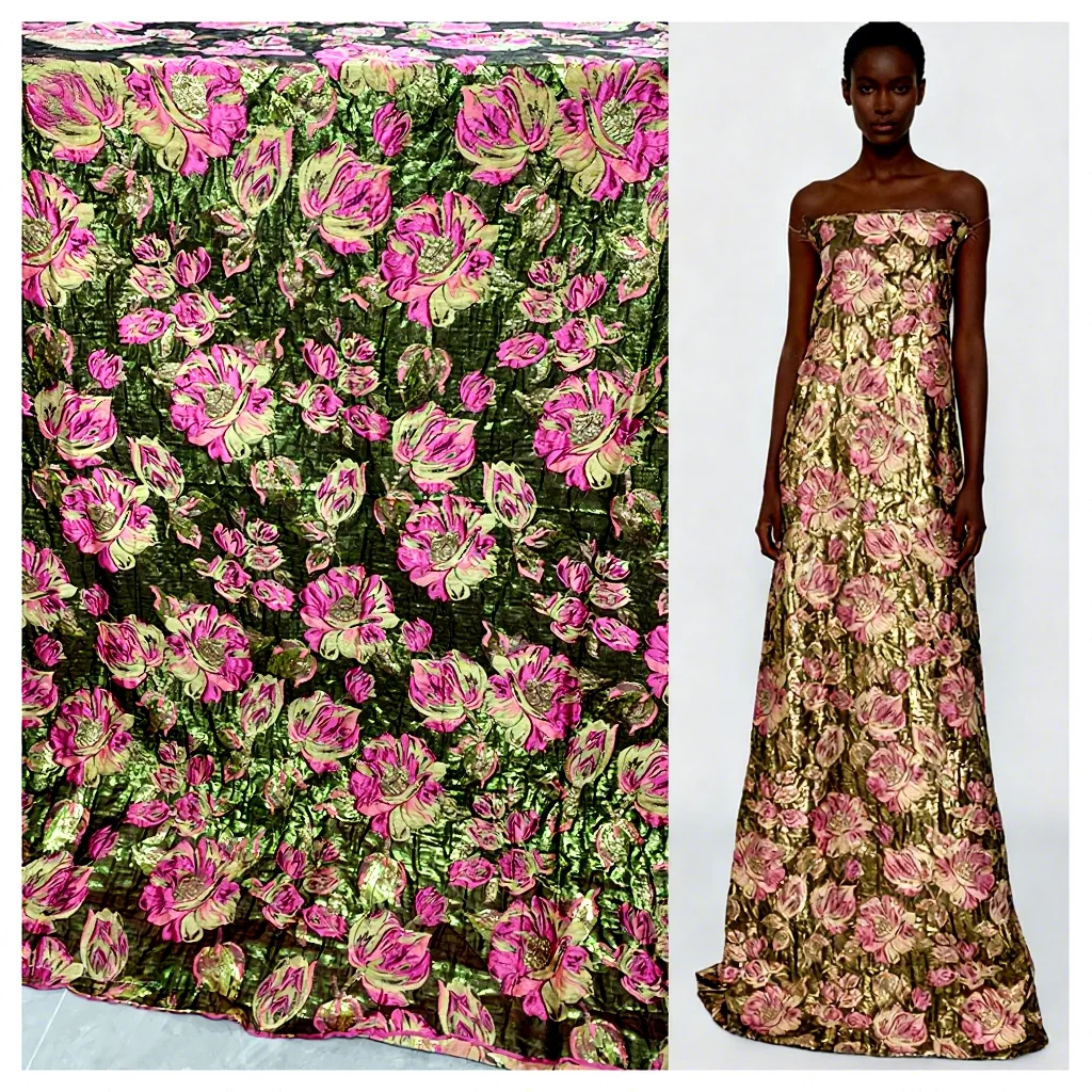 YX1164 180gsm Woven 100% Polyester 3D Jacquard Brocade Fabric Latest Woman Dresses for Clothing