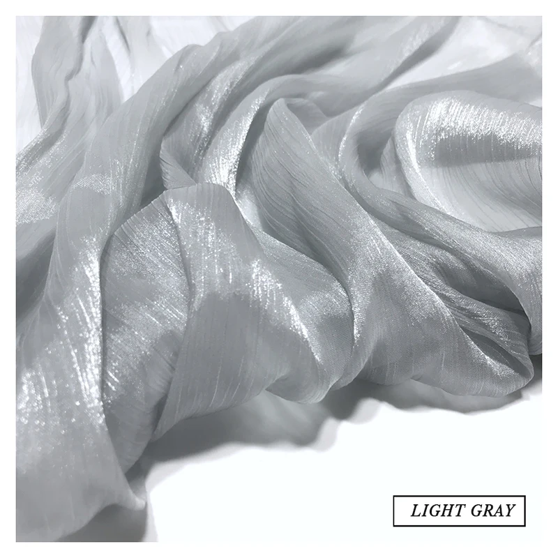 YX2073 Premium 100%Polyester Crepe Crinkle Silk Satin Organza Fabric Bridal Wedding Shiny Chiffon Dress Fabric - 图片 5