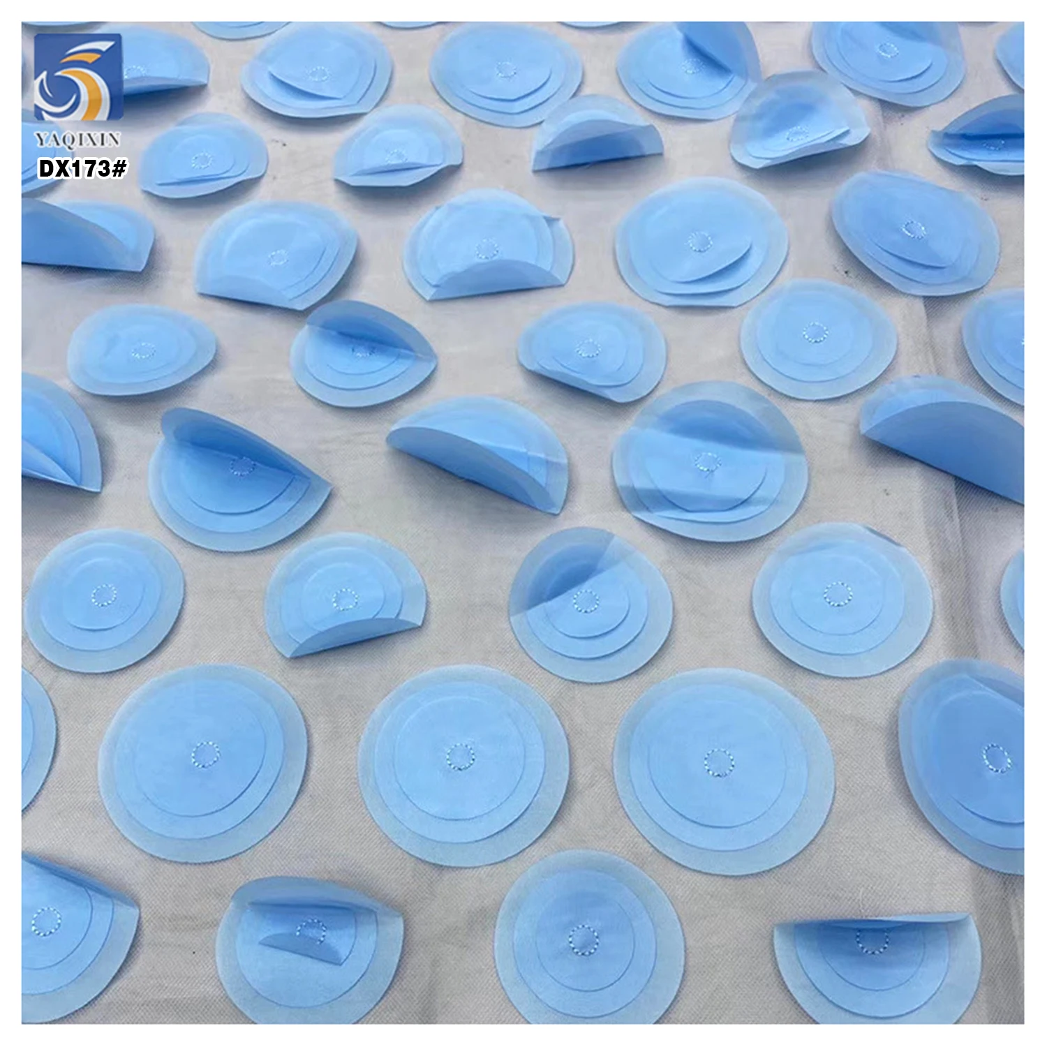 European Laser 3D Circular Polyester Mesh Embroidered Fabric Competitive Price Custom Embroidery Fabric for Wedding - 图片 3
