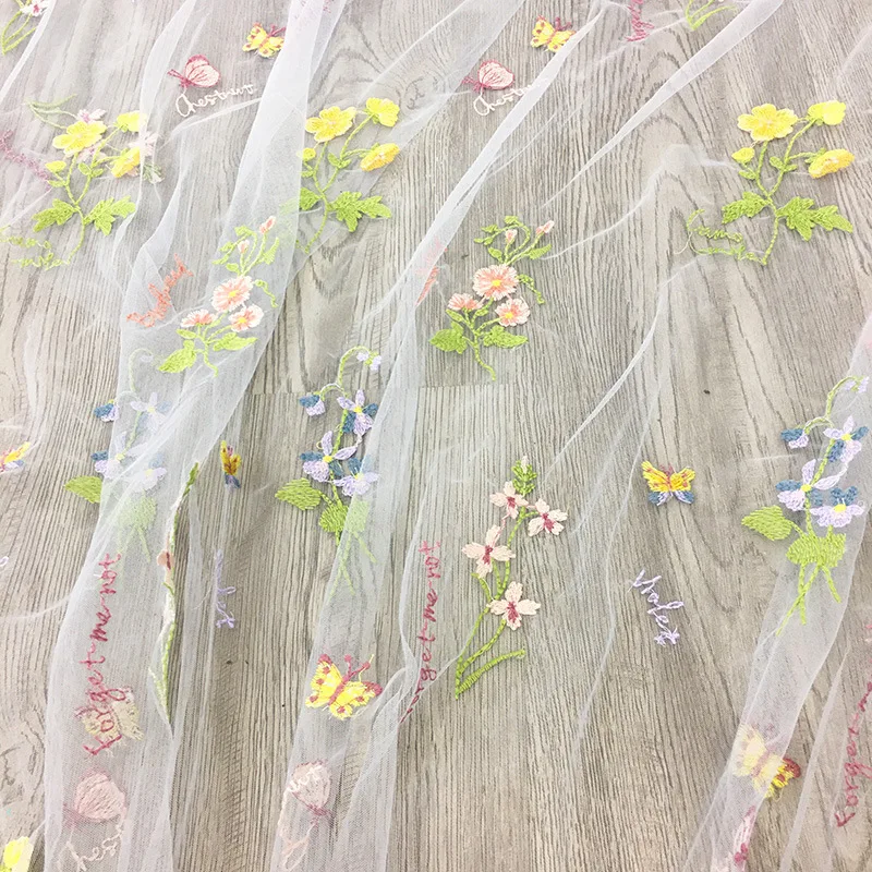 Wholesale Stock Multicolor Wedding Dress European Style Embroidery Mesh Fabric Stretch Soft Tulle Lace Fabric Women's Clothing - 图片 5