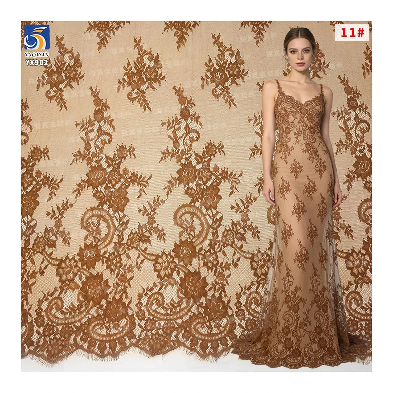 YX902-1 Luxurious and Noble Color Eyelash Lace Fabric Textiles Eyelash Lace Fabric for Lingerie Women High Quality