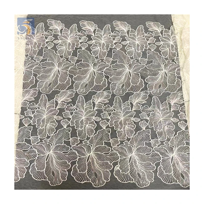 YX2703 2025 New Fashion Lace Fabric for Woman Big Flowers Embroidery Lace Fabric With Sequins - 图片 5