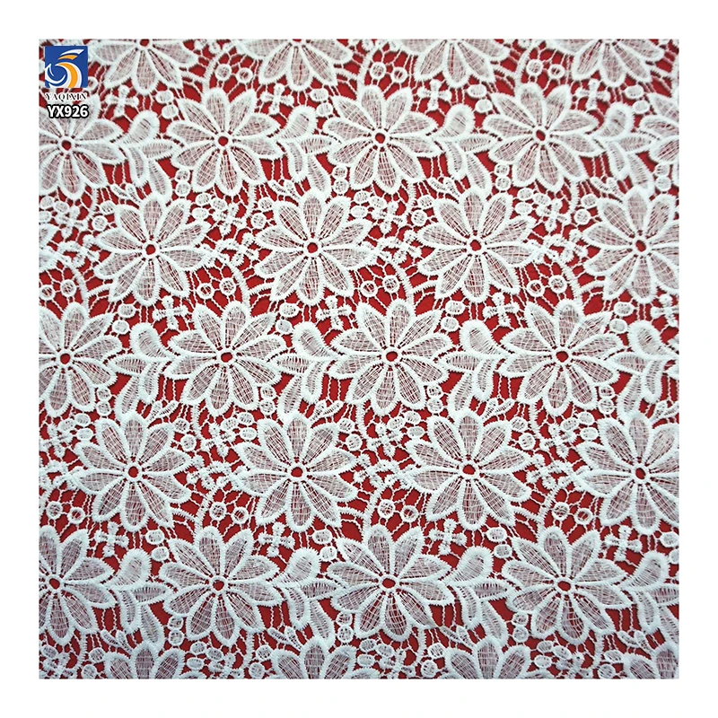 YX926 130gsm Purple Polyester Milk Silk Water-Soluble Embroidery Lace Fabric Flower Lace Fabrics for Woman Skirts - 图片 4