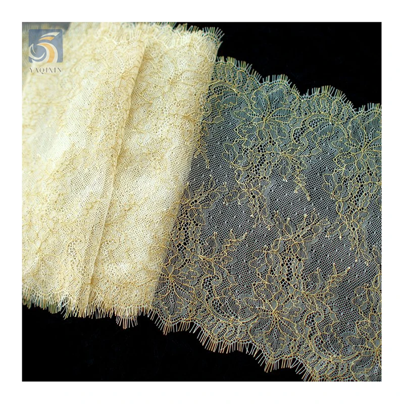 YX2633 Custom Wholesale Price African Lace Fabric Bridal 2024 New Polyester Eyelash Lace Fabric Knitted 3M*22CM - 图片 6