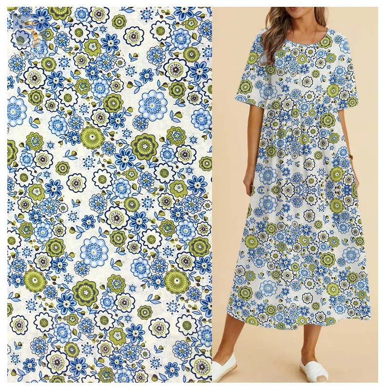 Tana Floral Pigment Print Fabric Lawn Cotton Floral Fabric for Dress Custom 100% Cotton Shirt Poplin Fabric Woven COMBED - 图片 3