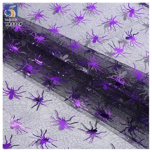 YX332 New Arrivals Spider Web Pumpkin Bat Demon Mesh Tulle Fabric Pattern Printed Holiday Halloween Fabrics
