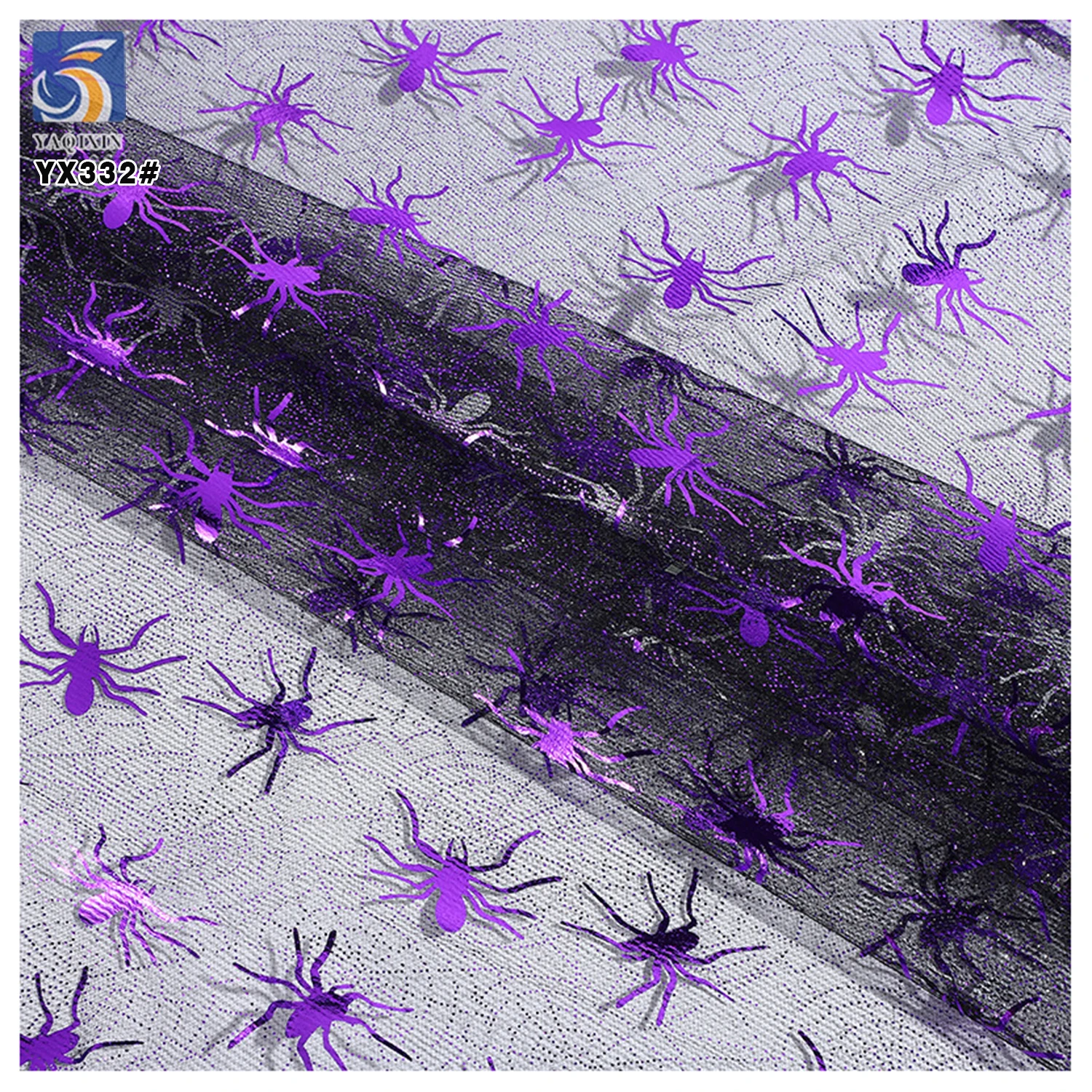 YX332 New Arrivals Spider Web Pumpkin Bat Demon Mesh Tulle Fabric Pattern Printed Holiday Halloween Fabrics