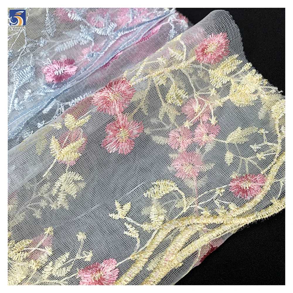 YX2150 2025 Hot Sale Good Price Two-Color Rose Floral Embroidery Lace Fabric Children Garment Dress China Fabric - 图片 6