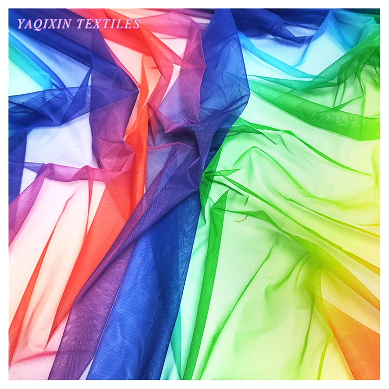 Children's Mesh Fabric Print Quality Fabric Blue Yellow and Red Colours rainbow Tulle Fabric - 图片 4