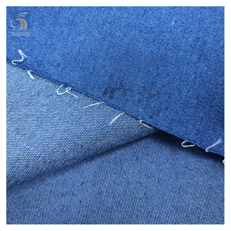 China Factory High Quality Jeans Fabric Dark Blue Lightweight Soft Stretch Thin Denim Fabric for Shirt Dresses - 图片 4