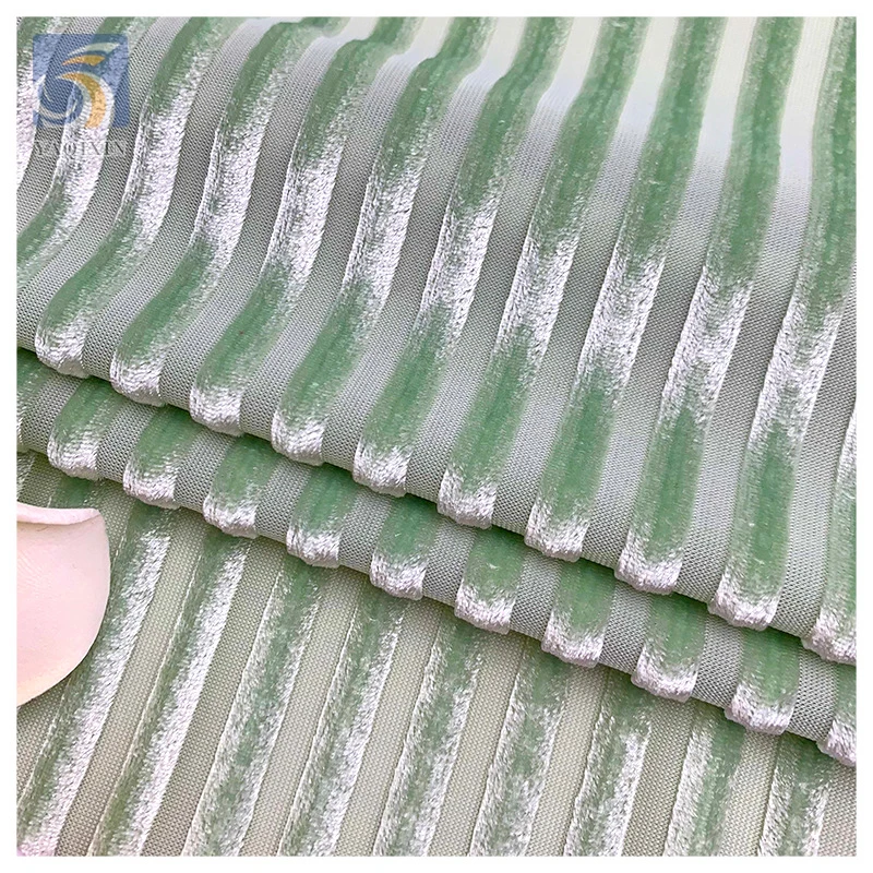 Super Soft Velvet Pleated Fabric 210gsm New Gold Velvet Polyester Korean Stretch Velvet Flocking Strip Fabric - 图片 5