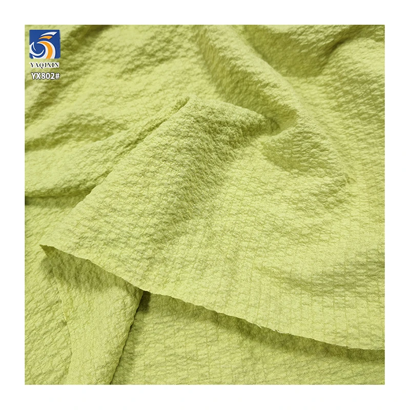 YX802 Plain 100gsm Crepe Woven Casual Clothing Fabric Women's Cake Skirts 100% Polyester Bubble Chiffon Fabric Wrinkled - 图片 5
