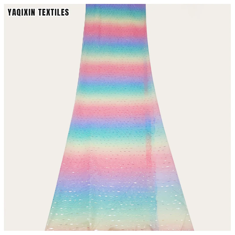 Cheap Price Digital Print Tulle Fabric Wholesale 100%Polyester Rainbow Gradient Ombre Mesh Fabric with Glitter - 图片 5