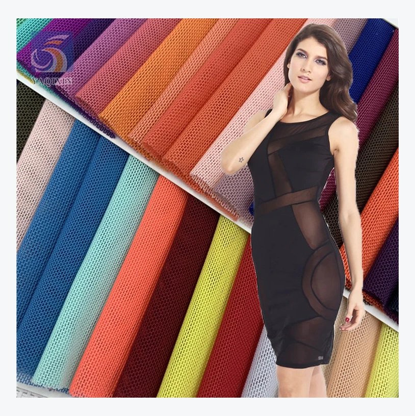 Custom Knitted 4-Way Stretch Sport Power Net Mesh Fabric 92% Polyester 8% Spandex Breathable for Yoga Lingerie Sportswear