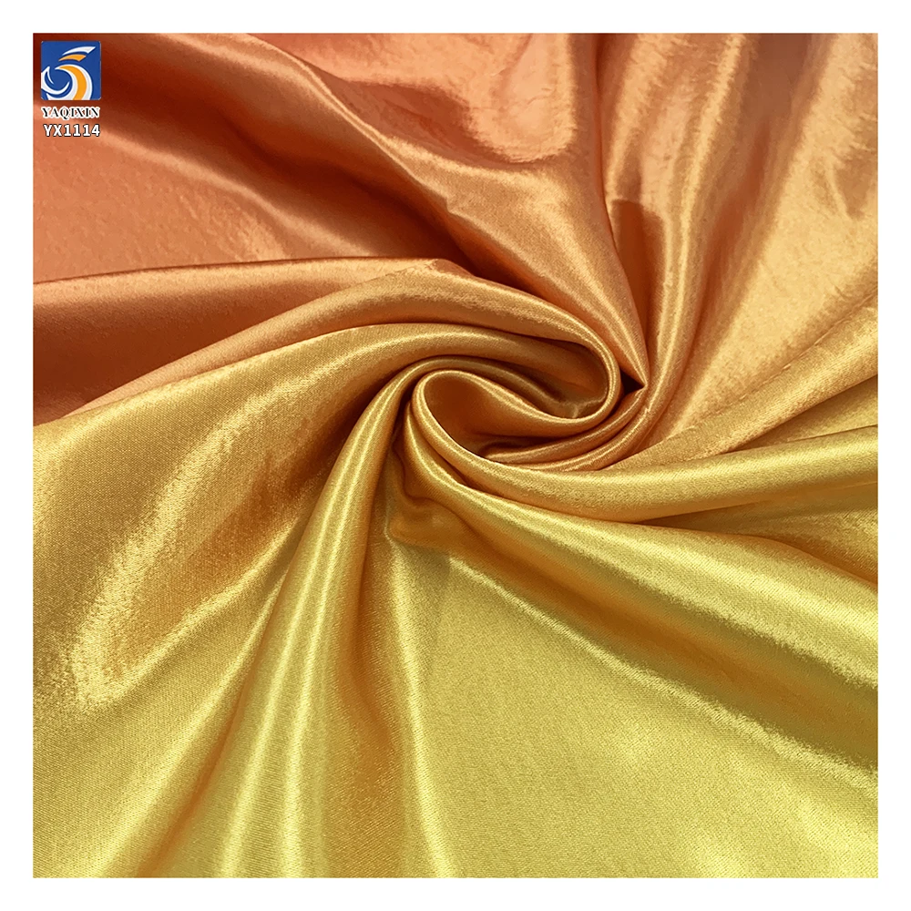YX1114 160gsm Customized Solid Color Yellow Red Gradient Satin Fabrics Polyester Glossy Ombre Satin Digital Printing Fabric - 图片 3