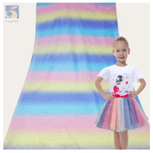 HX20425 2026 Hot Sale Wedding Bridal Veil Hayal Tulle Fabric Soft Rainbow Tutu Dress Tulle Colorful Printing Lace Fabric