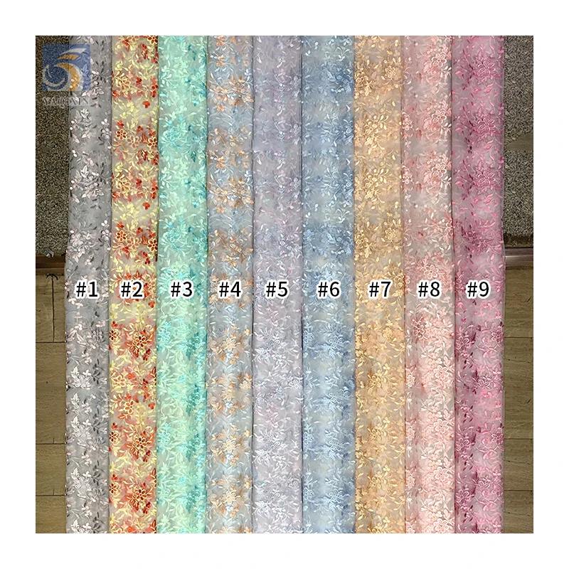 YX2707 Industry Competitive Price Tulle Polyester Embroidery Fabric Floral Lace Fabric for Woman - 图片 3