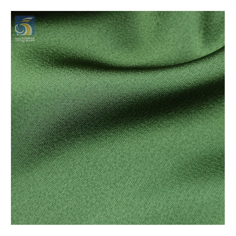 YX94 Green Dull Face Satin Fabric With Little Stretch Single Sided Hemp Acetate Satin Fabric for Woman Clothing - 图片 6