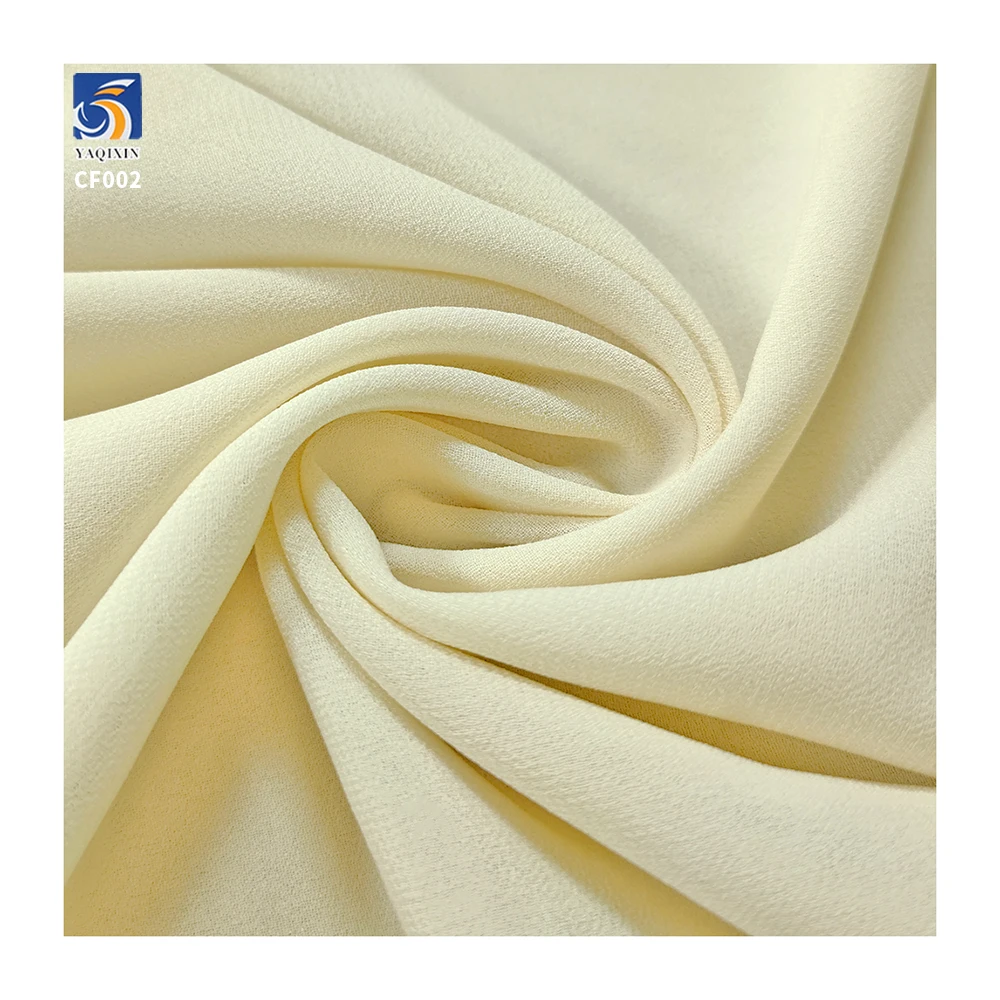 CF002 Wholesale Plain Pearl Chiffon Fabric Soft 100% Polyester Sheer Fabric - 图片 3