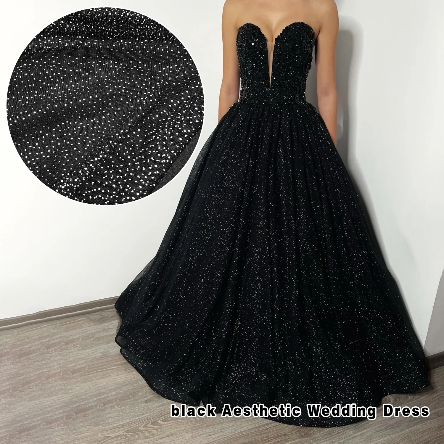 YX246 High Quality Non-Falling 100% Polyester Tulle Silver Glitter Mesh Fabric for Wedding Party Dresses - 图片 4